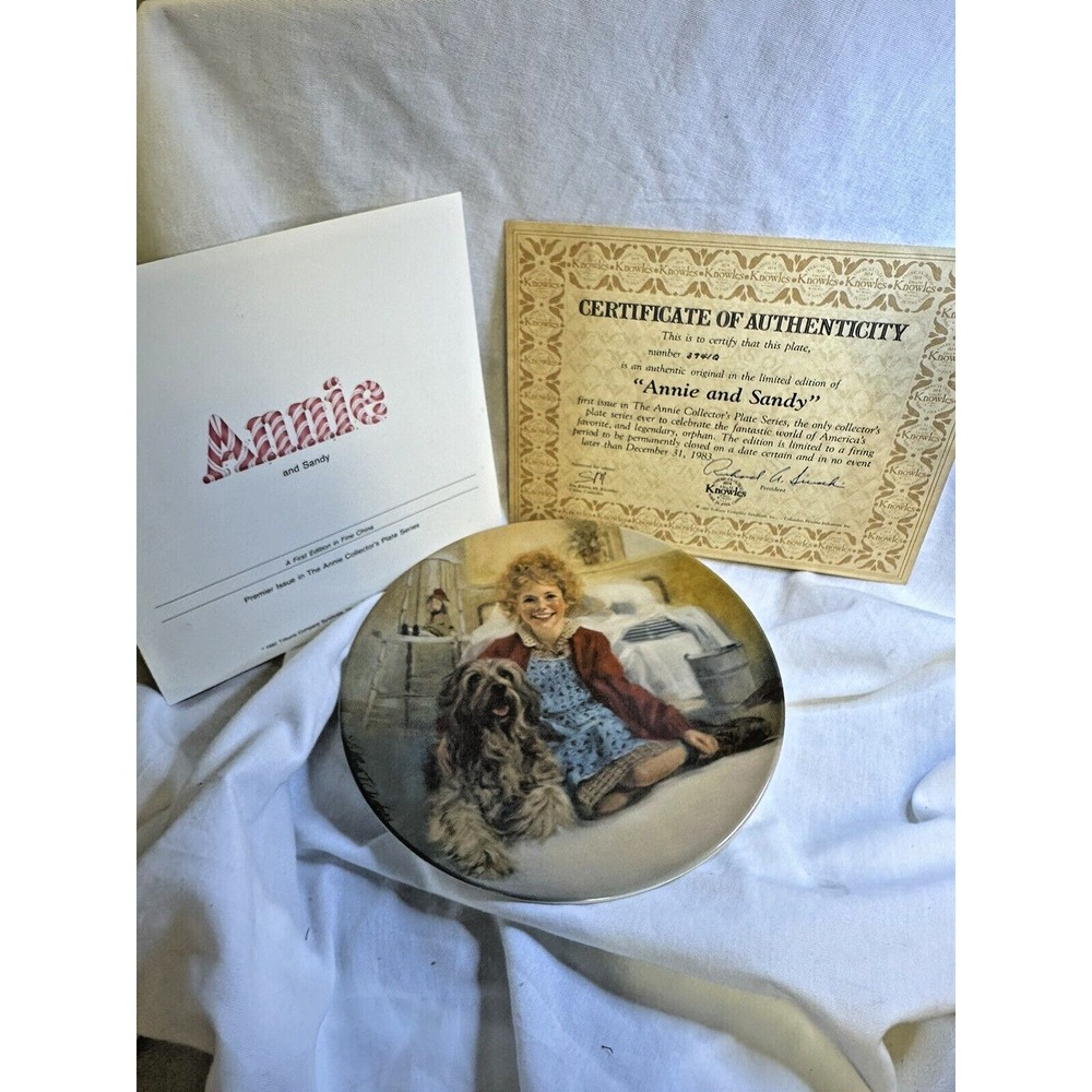 Vintage ANNIE & SANDY ✨1982 Knowles Collector Plate ✨CERT‎ OF AUTHENTICITY ✨